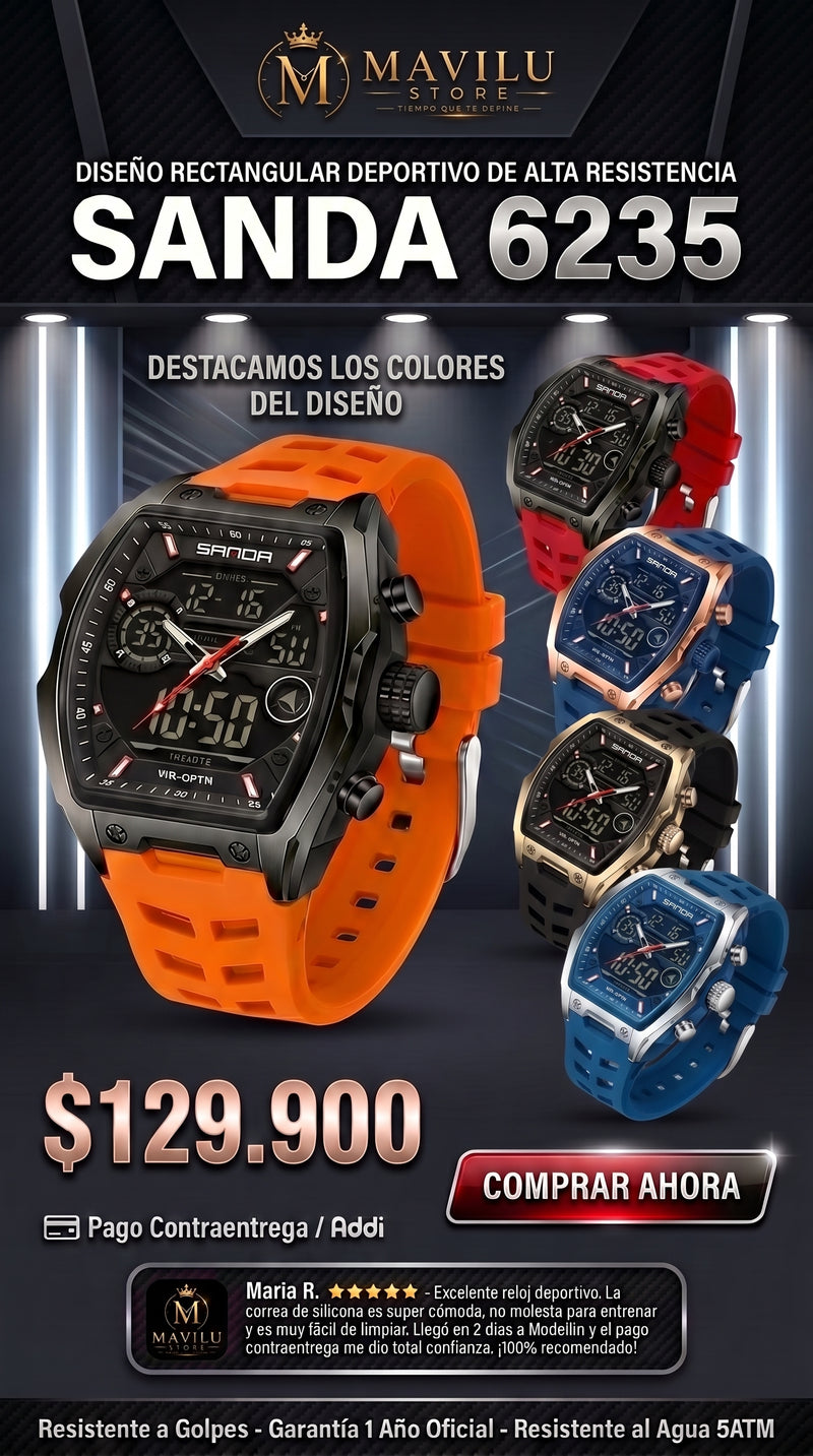 Detalles Reloj SANDA 6235 Doble Hora
