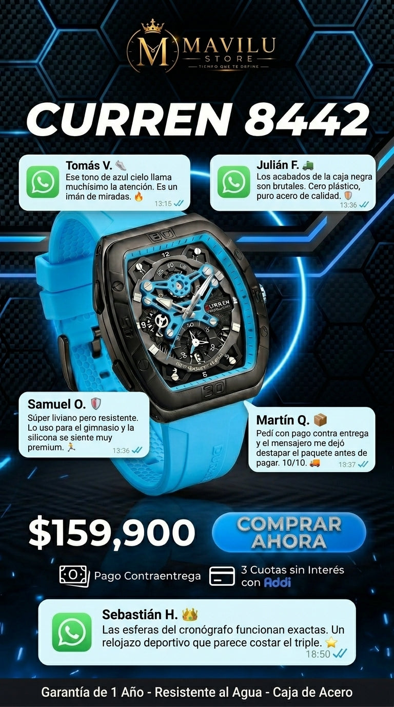 Colores Reloj Curren 8442Deportivo de Lujo