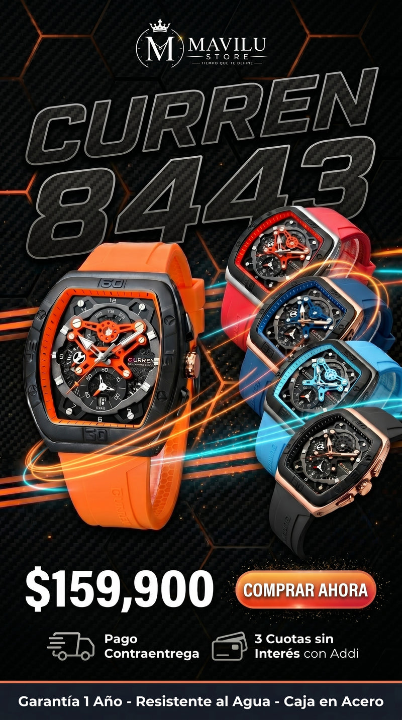 Colores Reloj Curren 8443 Deportivo de Lujo